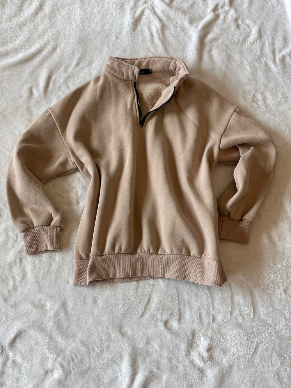 Trendy Queen Quarter-Zip Pullover Sweater - Khaki